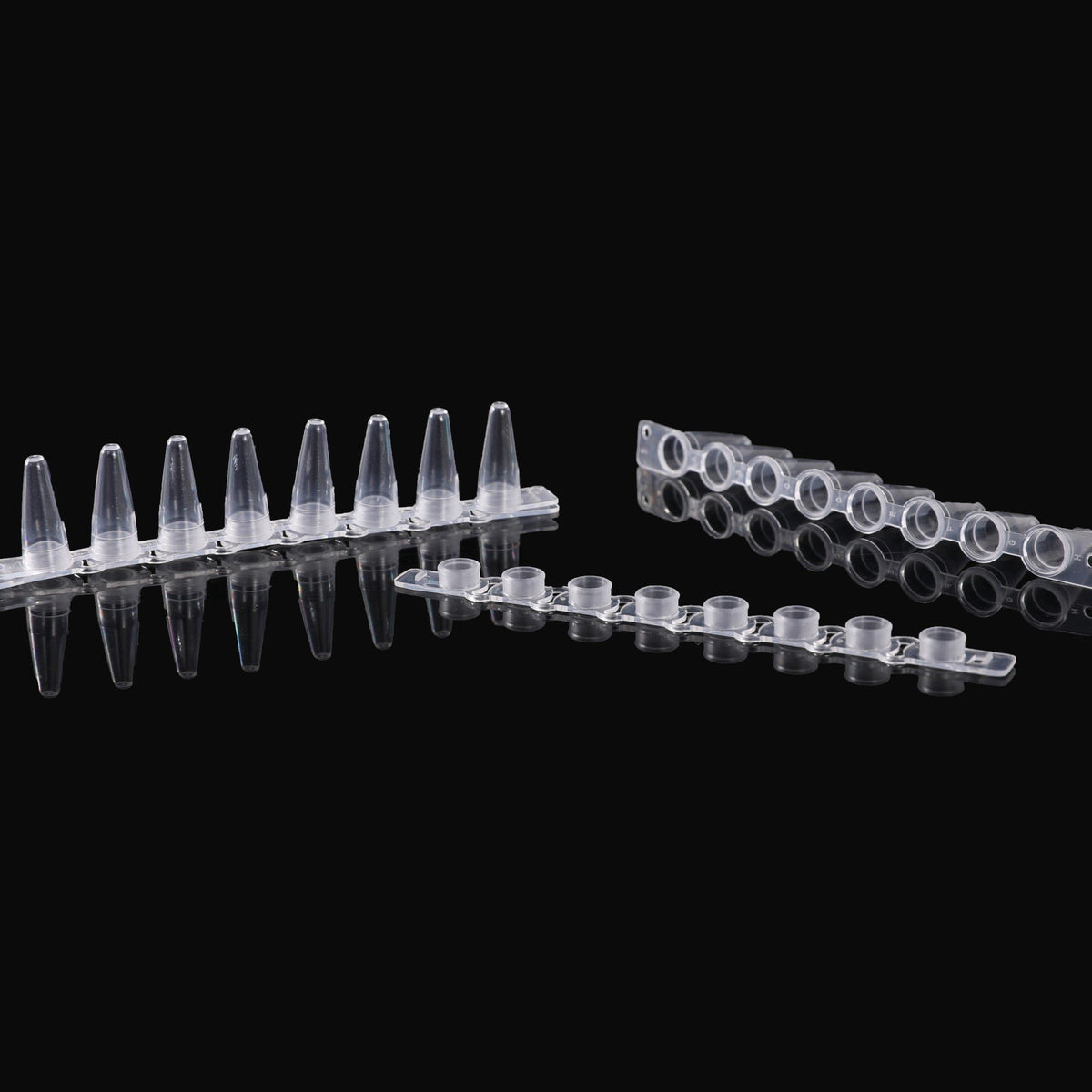 Barrettes de 8 tubes PCR bouchons attachés